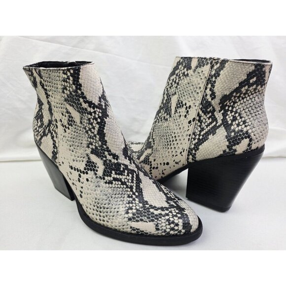 Madden Girl Size 10 Women Klicck Block Heel Side Zip Snake Print Ankle Boots NEW - Picture 13 of 13